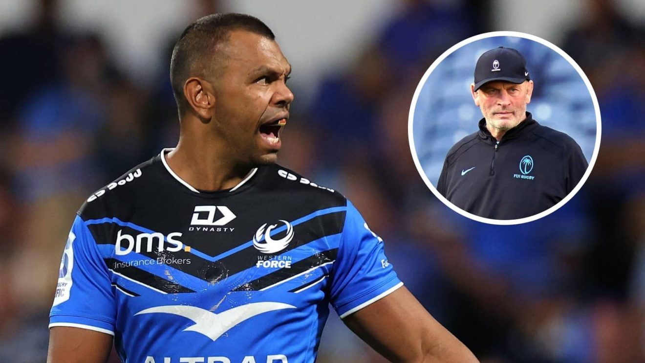 Wallabies veteran Kurtley Beale and an inset of Blues head coach Vern Cotter.