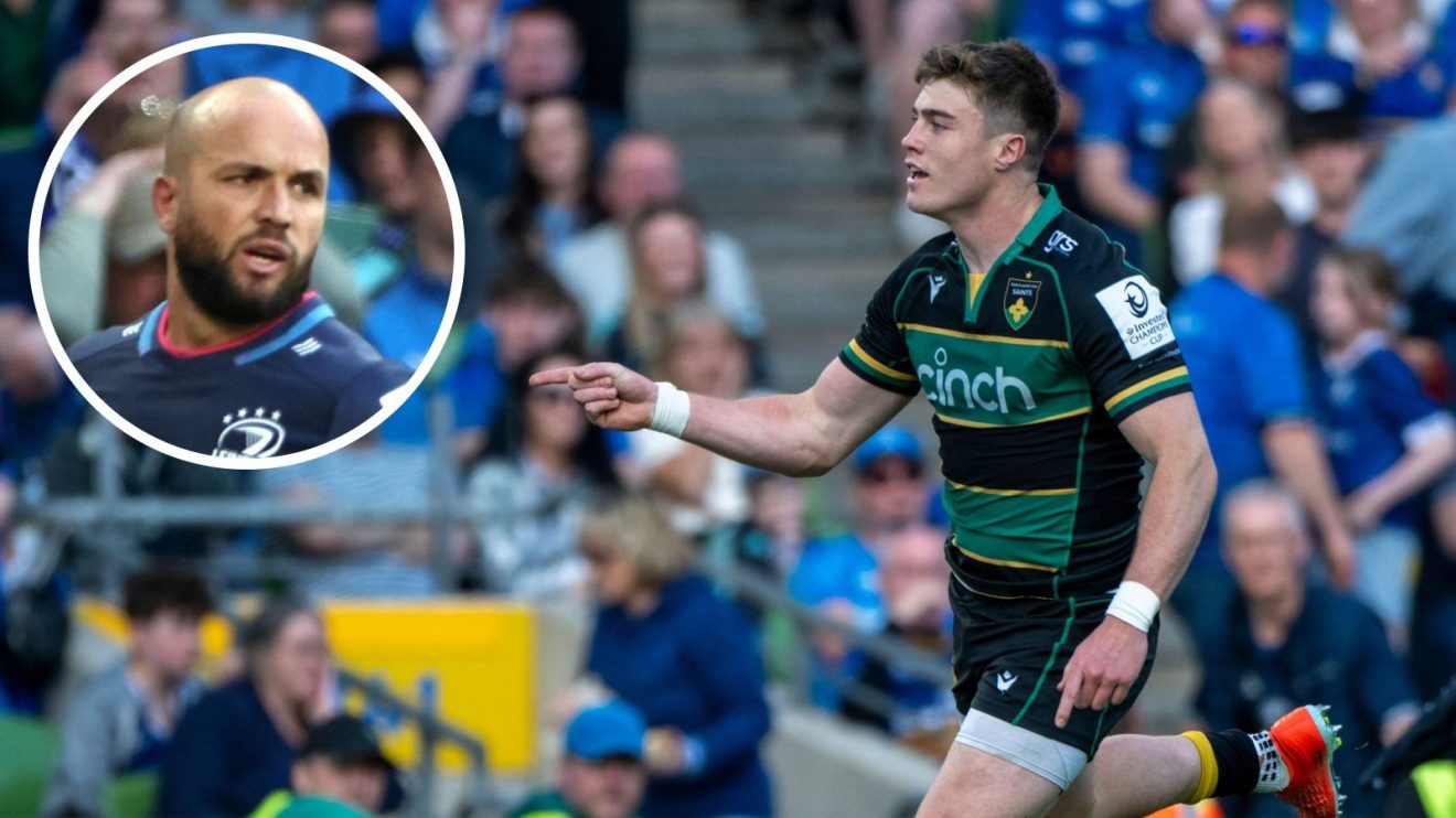 A two layered image of Tommy Freeman and Jamison Gibson-Park