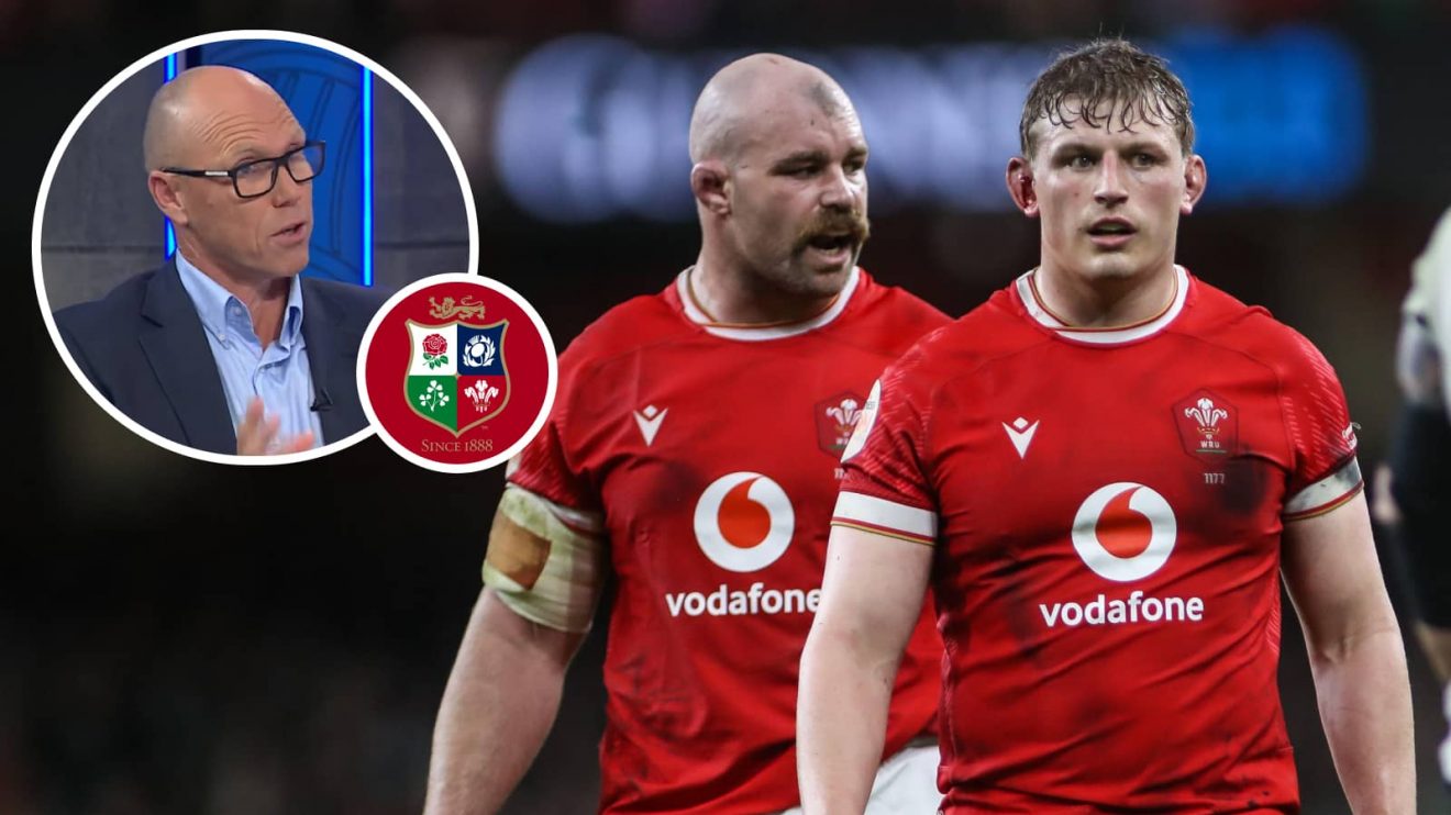 Wales captain Jac Morgan and an inset of All Blacks legend Jeff Wilson.