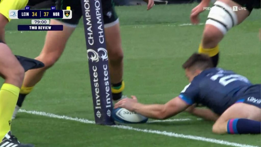 Leinster's Ross Byrne's disallowed try in the Champions Cup semi-final.