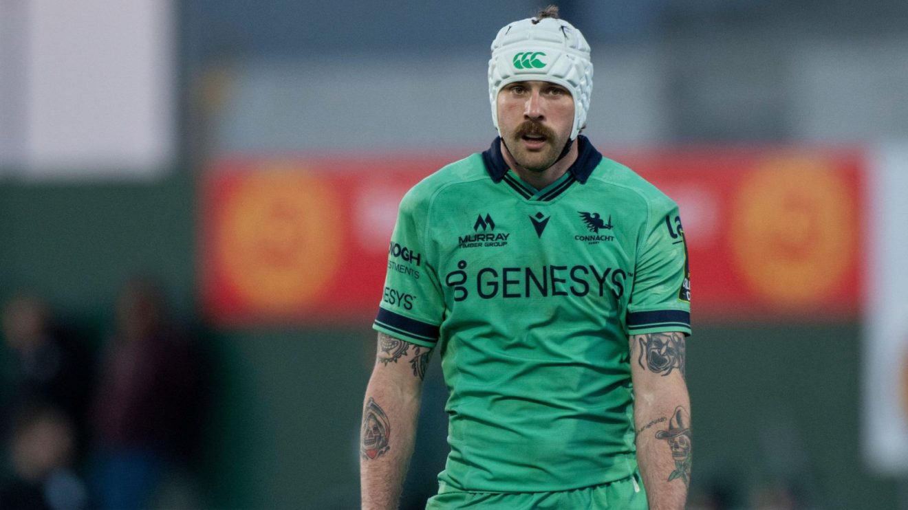 Ireland winger Mack Hansen on Connacht duty in the 2024/25 URC season