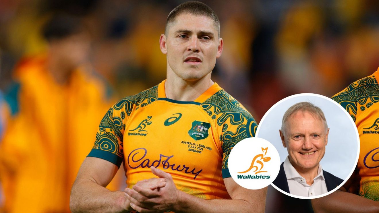 A two layered image of James O'Connor and an inset of Joe Schmidt