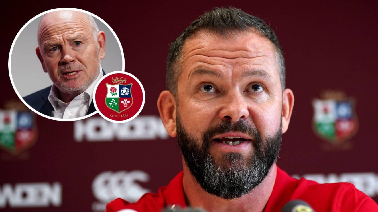 British and Irish Lions Head coach Andy Farrell and an inset of Lions Chair Ieuan Evans