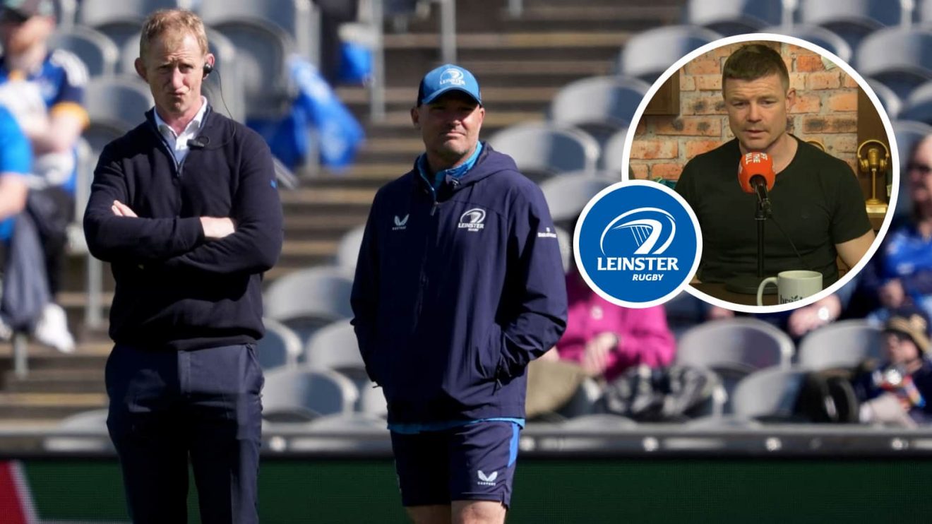 Leinster coaches Jacques Nienaber and Leo Cullen, and Ireland legend Brian O'Driscoll (inset).