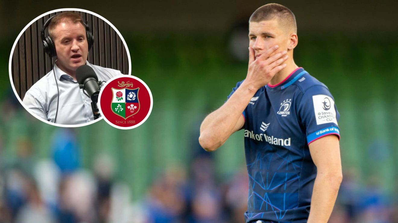 Leinster and Ireland Sam Prendergast, and former Lions wing Luke Fitzgerald (inset).