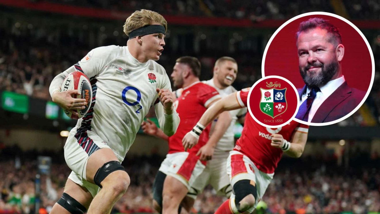 England, Northampton Saints and now Lions flanker Henry Pollock, and head coach of the touring side Andy Farrell (inset).