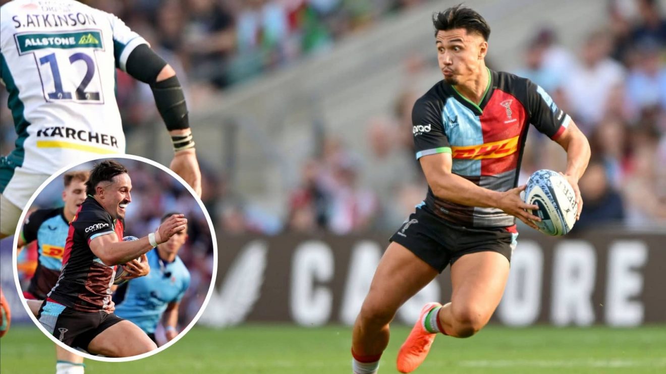 Marcus Smith and Cadan Murley (inset) in action for Harlequins against Gloucester in the Premiership.