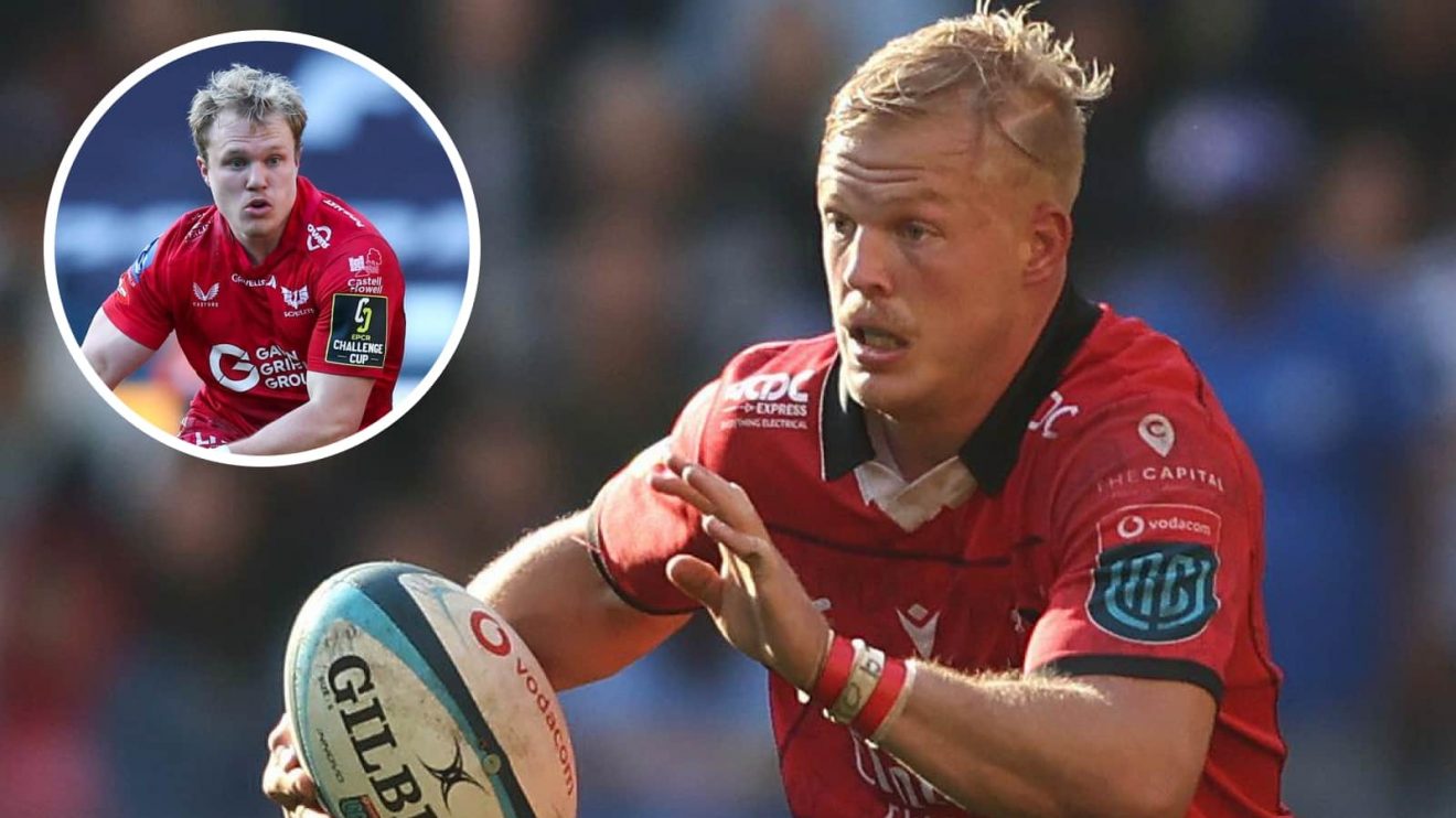 Lions forward JC Pretorius and an inset of Scarlets' Blair Murray.