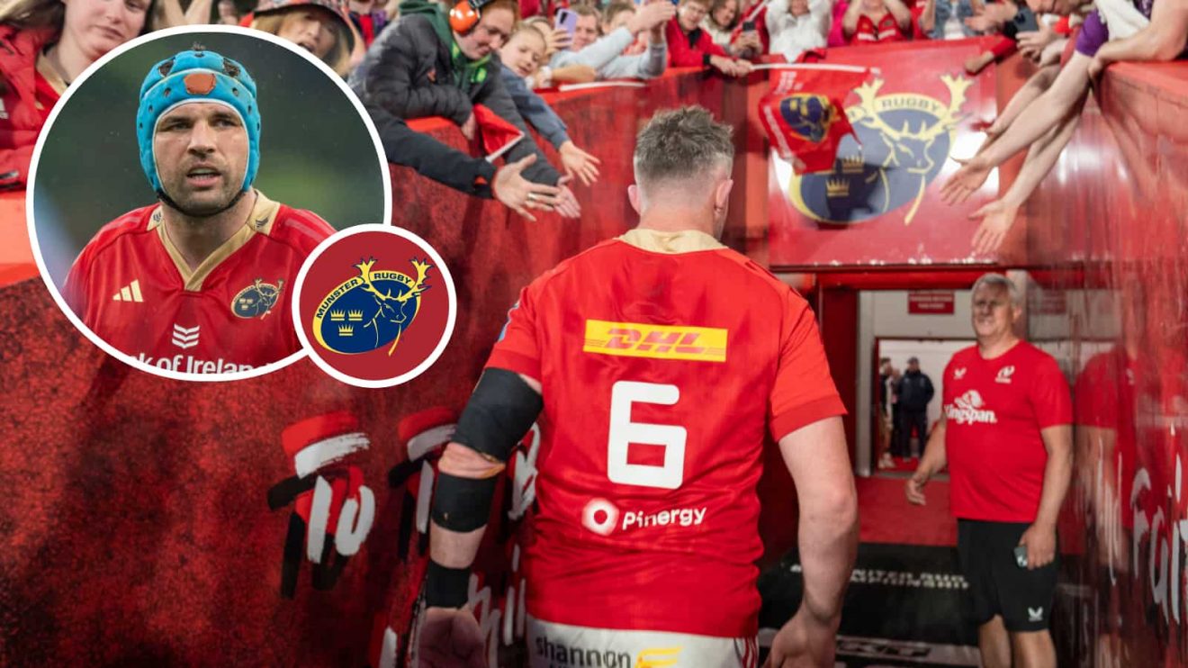 Munster legend Peter O'Mahony and an inset of club captain Tadhg Beirne.