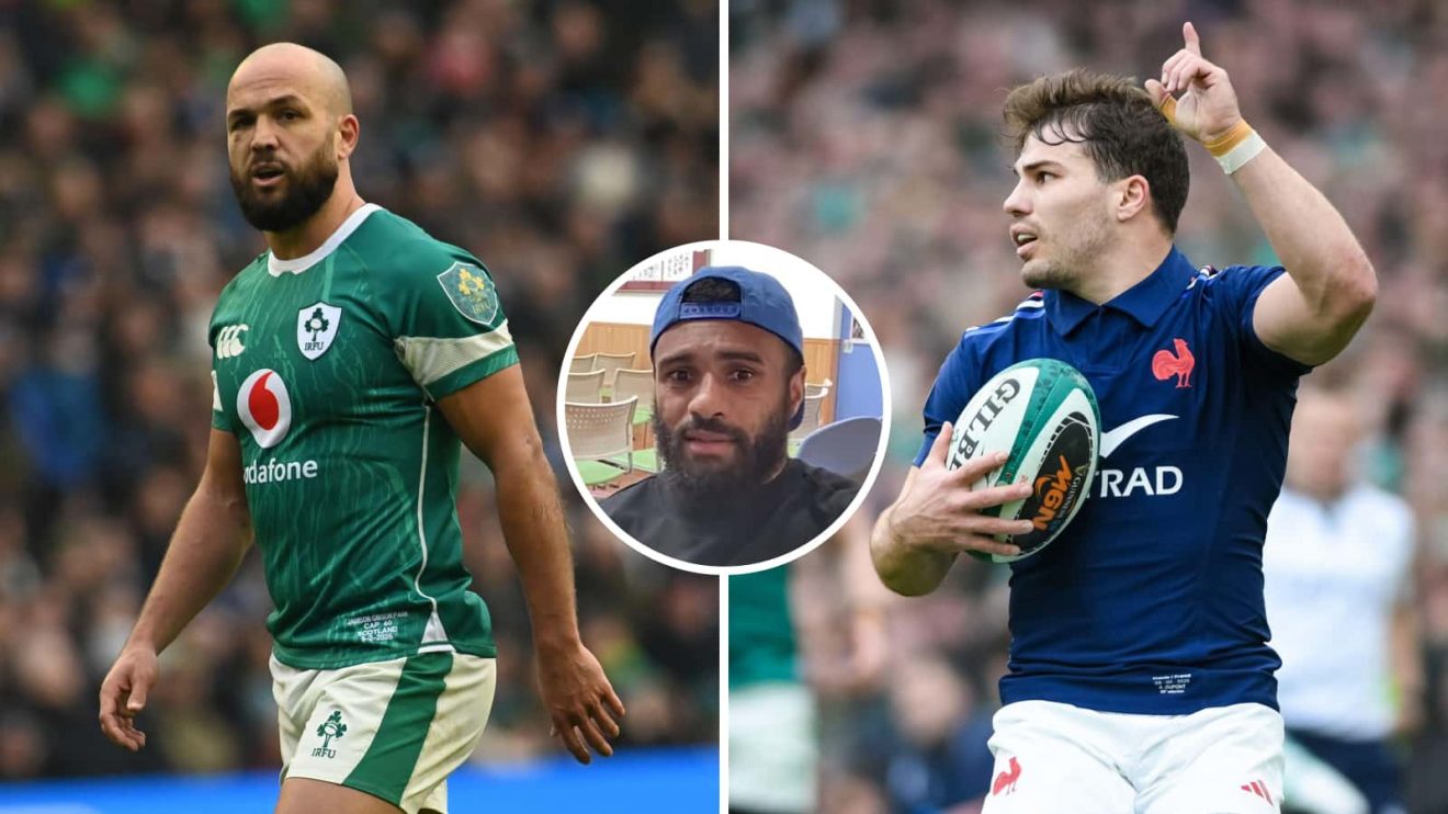 Split image of Ireland scrum-half Jamison-Gibson Park and France captain Antoine Dupont with an inset of Wallabies great Will Genia.