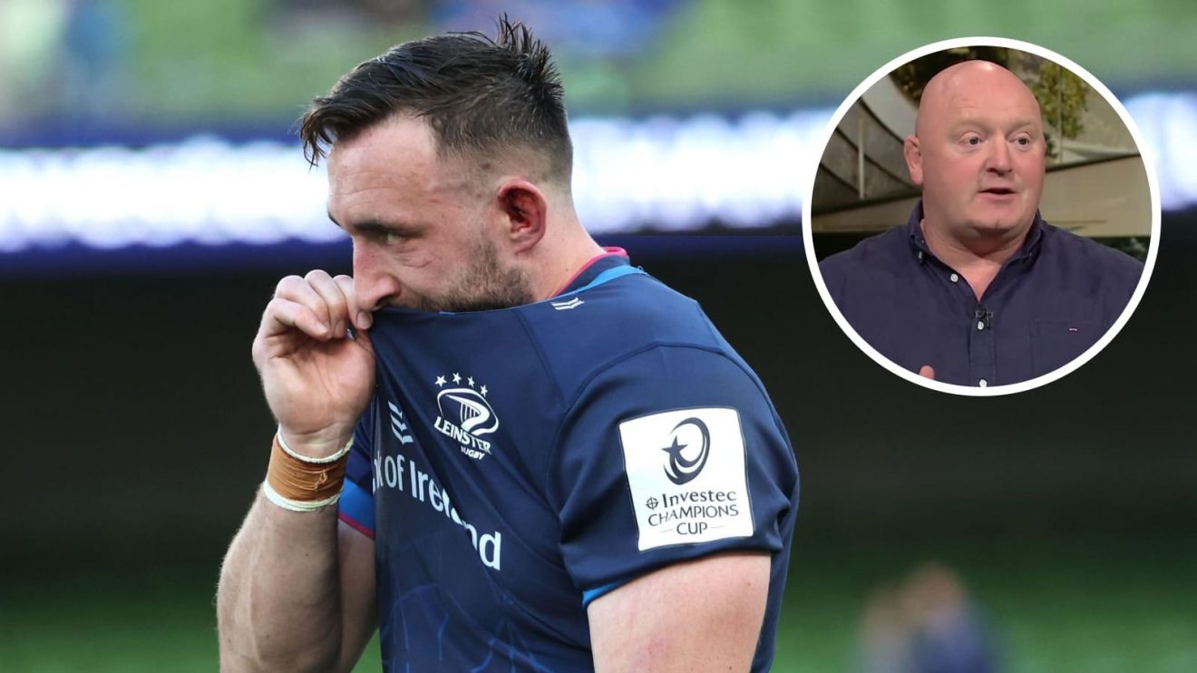 Leinster forward Jack Conan and an insert of former coach Bernard Jackman.