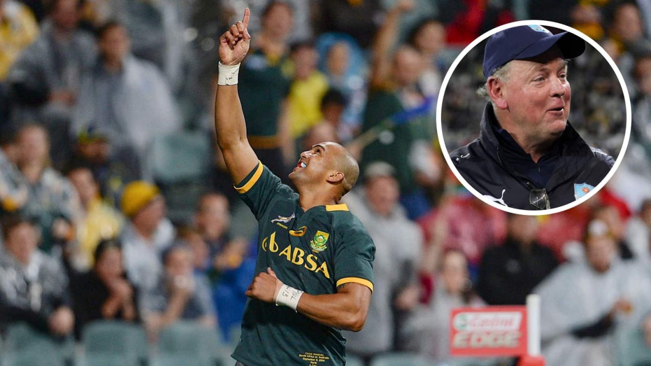 Former Springboks winger Cornal Hendricks and an inset of Bulls boss Jake White.
