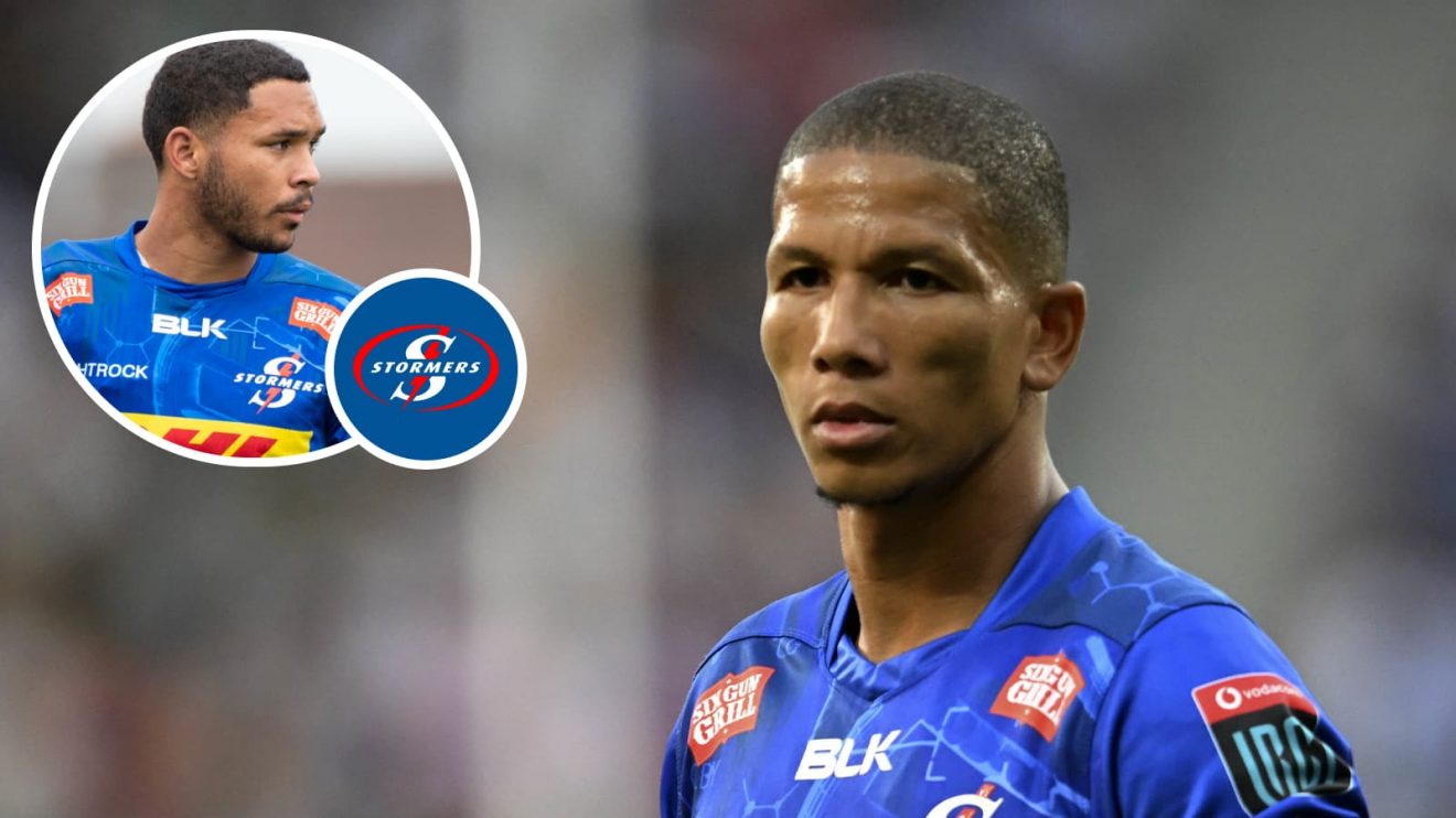 Springboks fly-half Manie Libbok and an inset of Stormers star Suleiman Hartzenberg