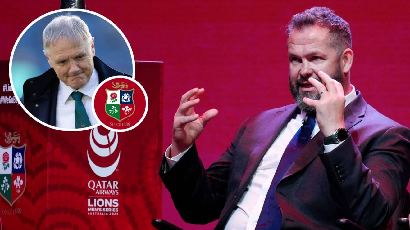 British and Irish Lions head coach Andy Farrell and Wallabies boss Joe Schmidt (inset).