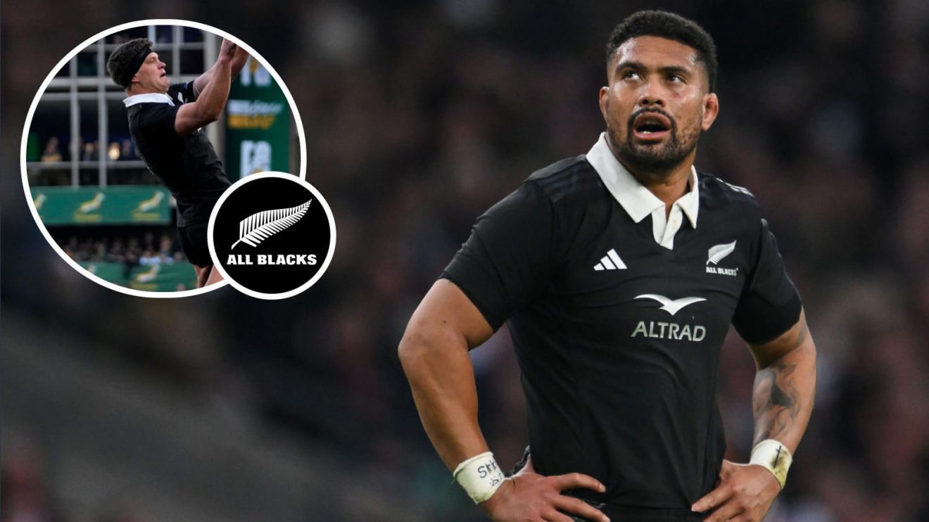 Ardie Savea and Scott Barrett (inset) in action for the All Blacks.