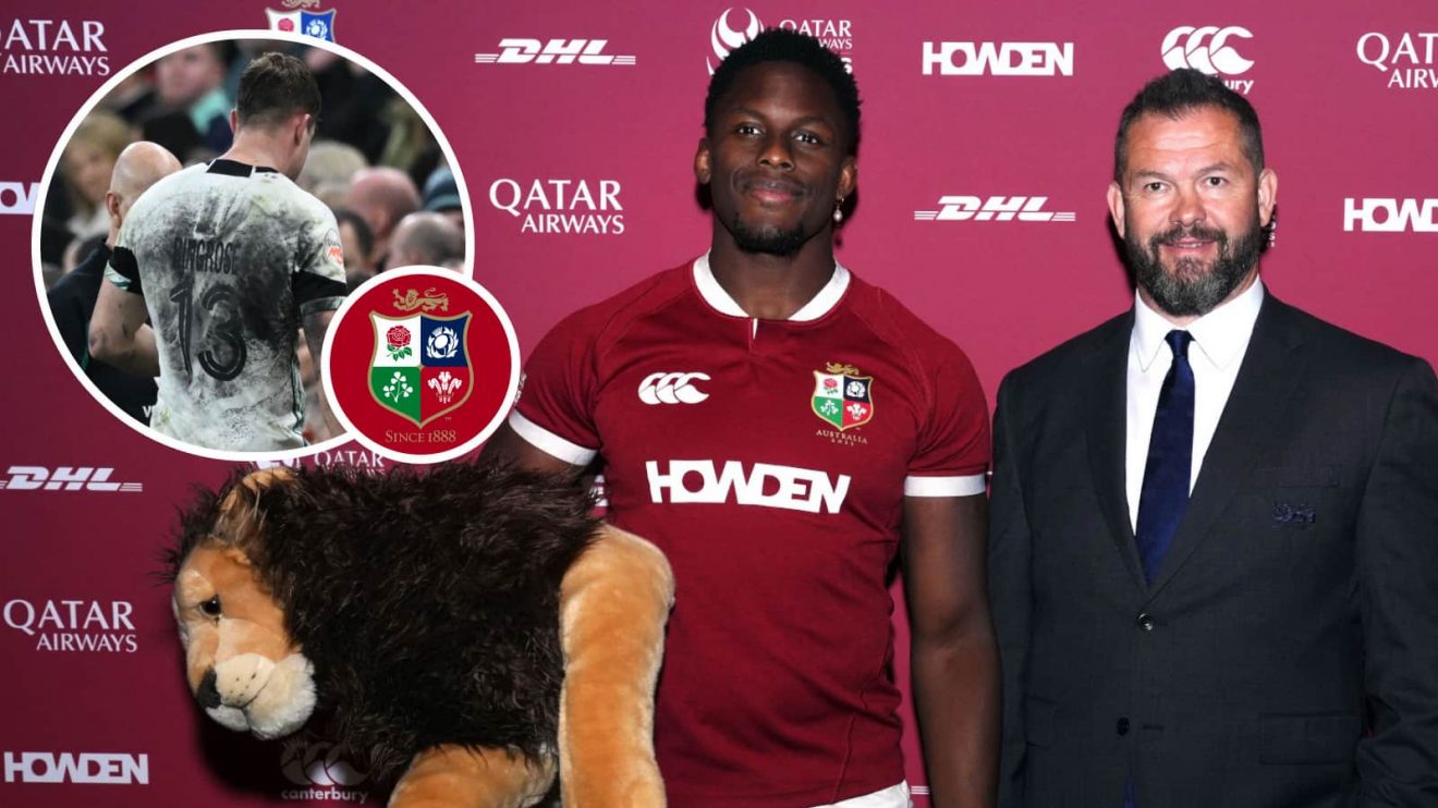 British and Irish Lions captain and head coach for the 2025 tour, Maro Itoje and Andy Farrell, and Garry Ringrose (inset) receiving a 20-minute red card during the Six Nations.