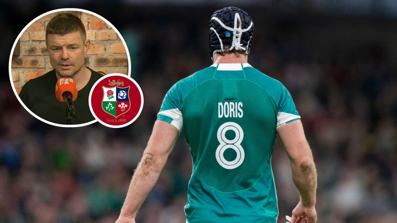 Caelan Doris in action for Ireland and legendary centre Brian O'Driscoll (inset).