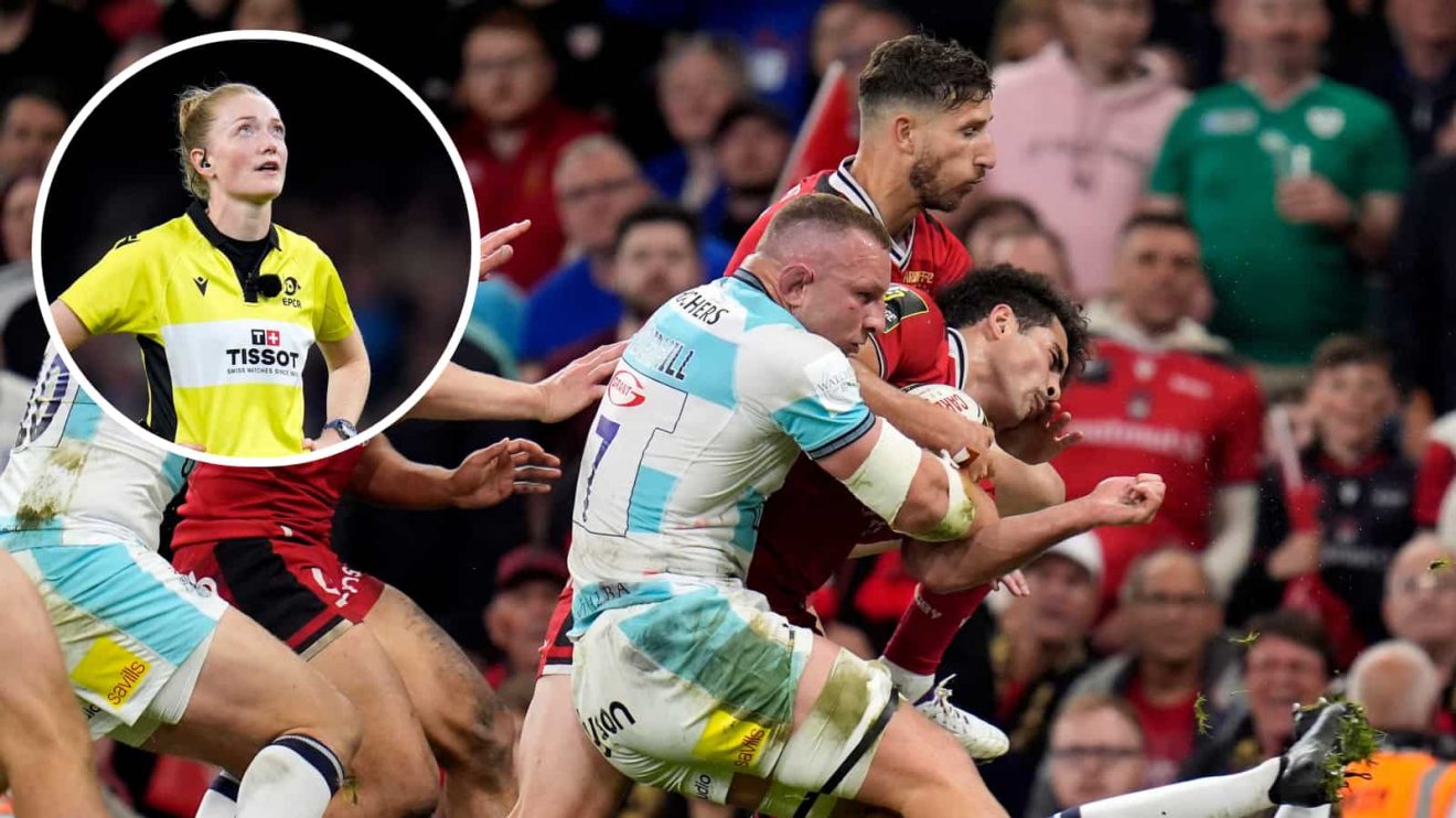 Sam Underhill's tackle in the Challenge Cup final and an inset of Hollie Davidson.