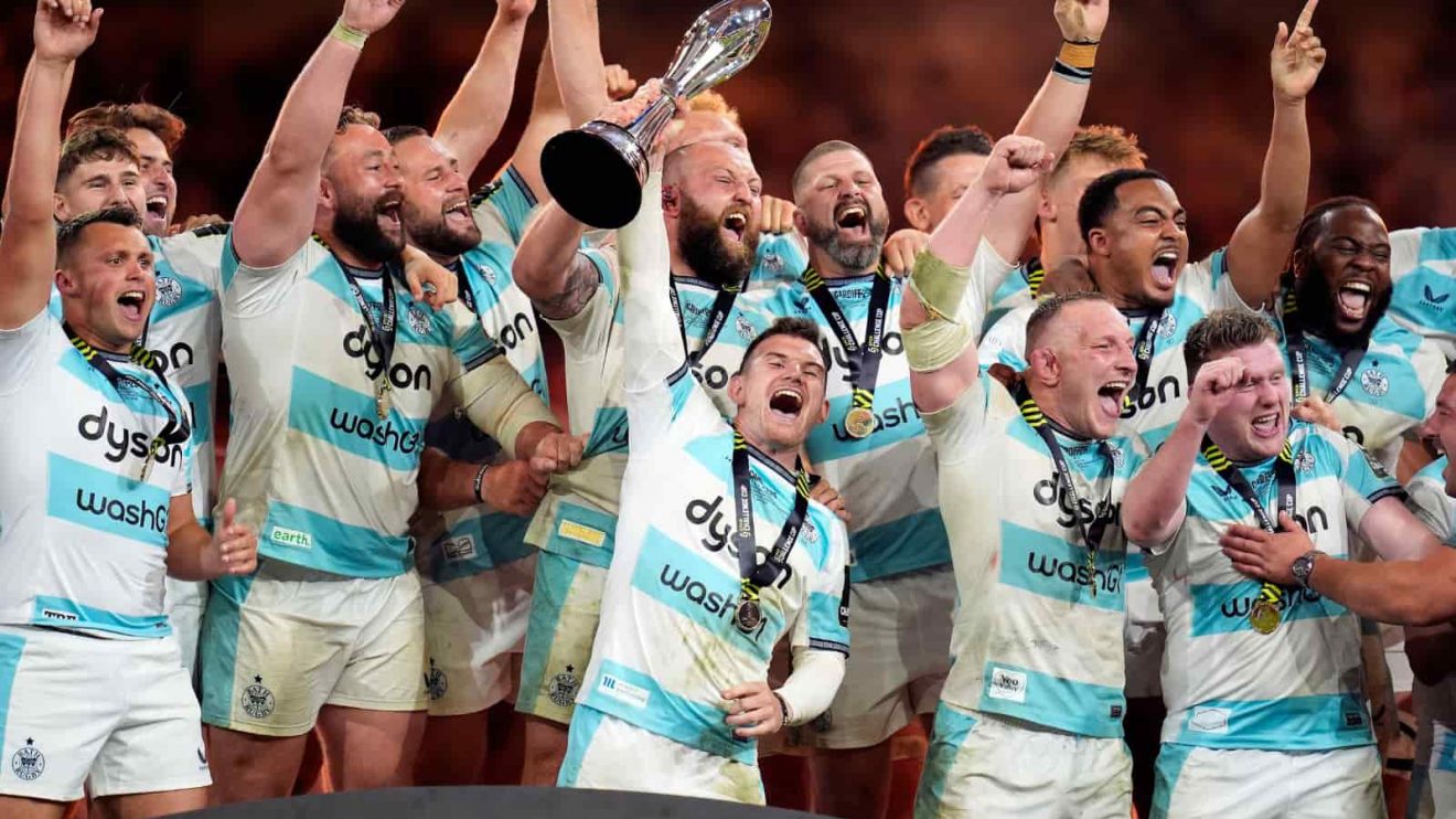 Bath's Ben Spencer lifts the trophy after winning the EPCR Challenge Cup Final at the Principality Stadium, Cardiff.