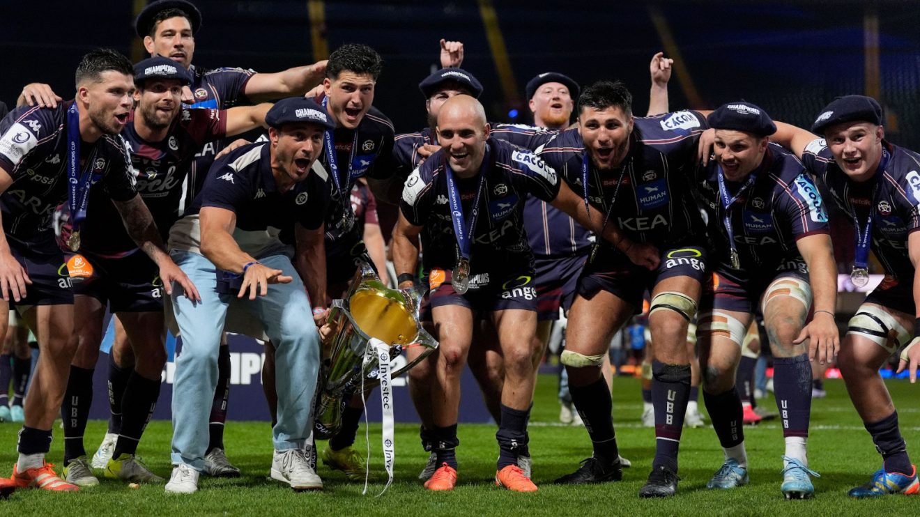 Bordeaux-Begles celebrate with Champions Cup.