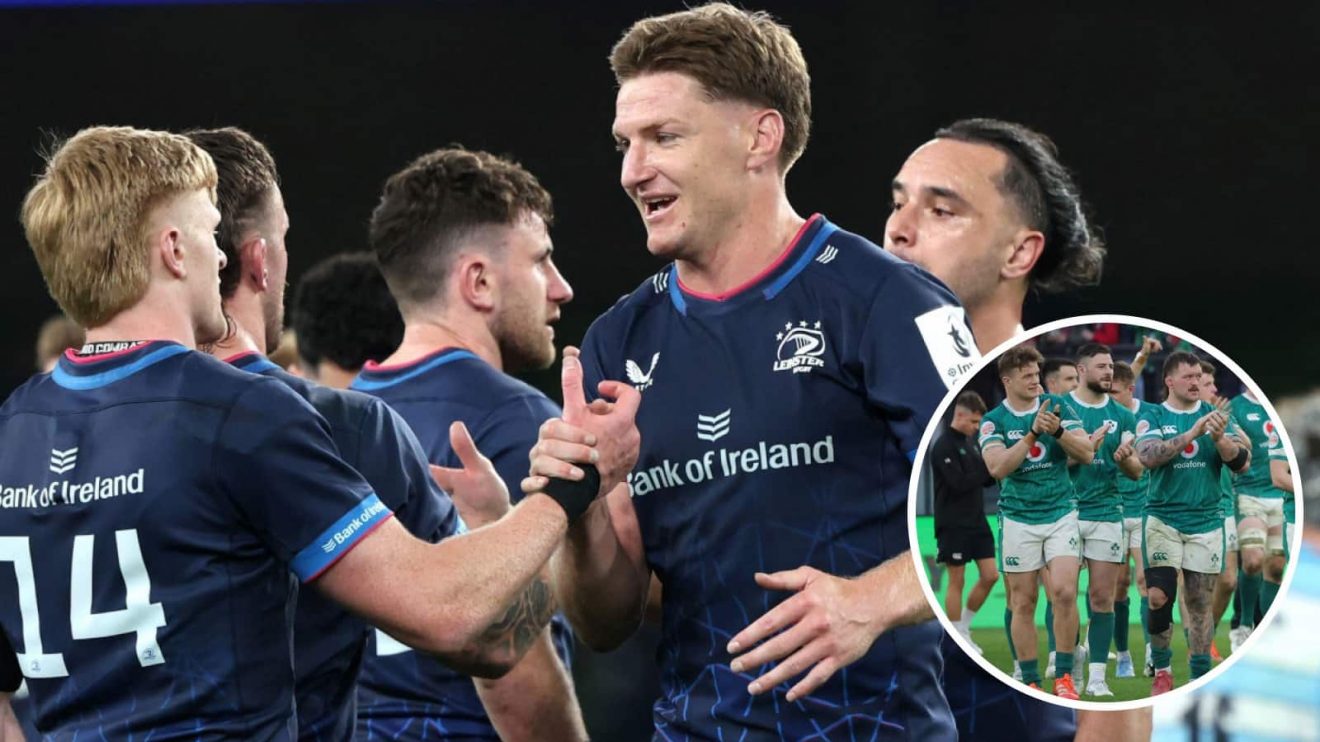Jordie Barrett with Leinster team-mates and Ireland stars (inset) who could fancy a stint in Super Rugby.