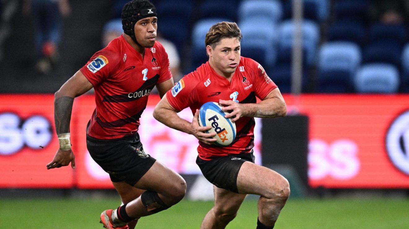 James O'Connor carrying the ball for the Crusaders against the Waratahs in 2025
