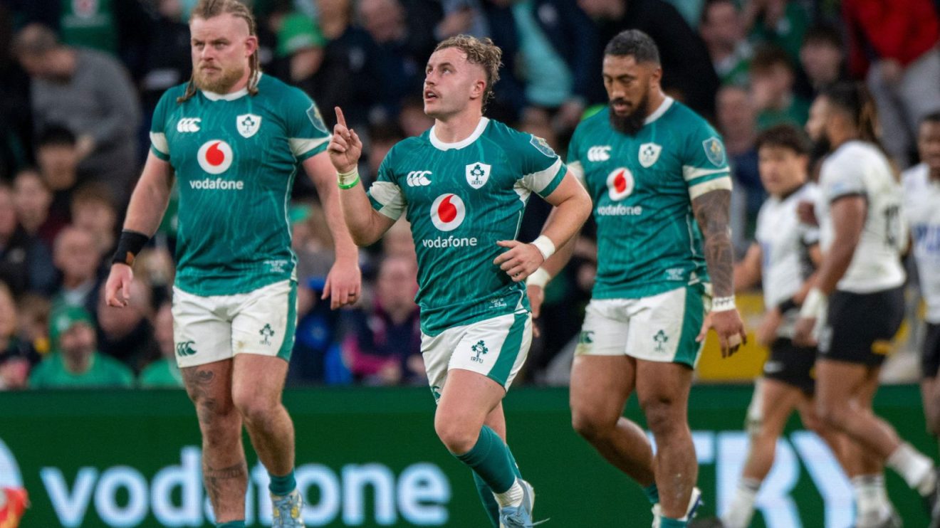 Craig Casey celebrating a try during the 2025 Six Nations