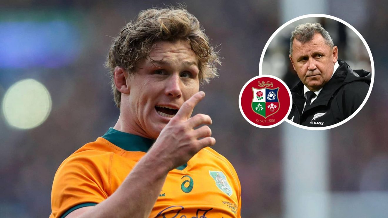 Wallabies great Michael Hooper and an inset of ex-All Blacks boss Ian Foster.