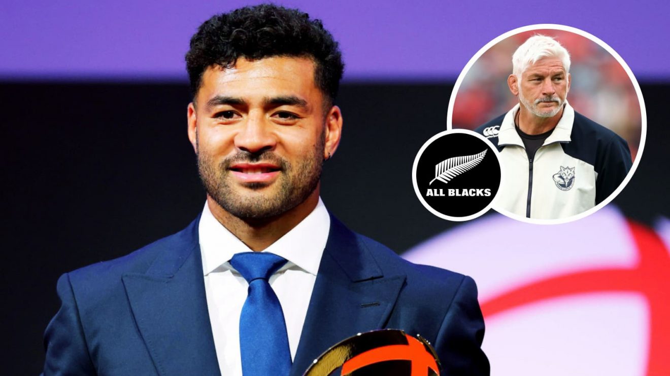All Blacks fly-half Richie Mo'unga and former Crusaders head coach Todd Blackadder.