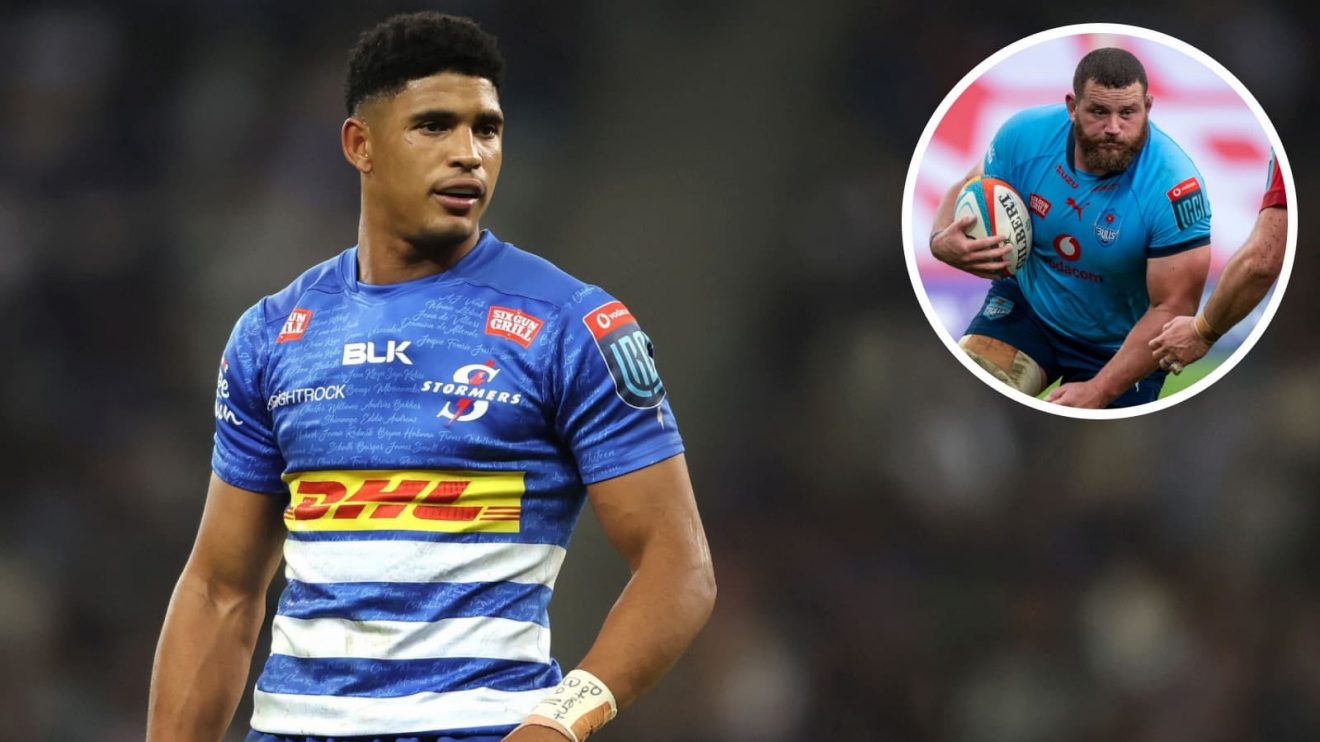 Sacha Feinberg-Mngomezulu in action for the Stormers and Bulls prop Wilco Louw (inset), who missed out on the award.