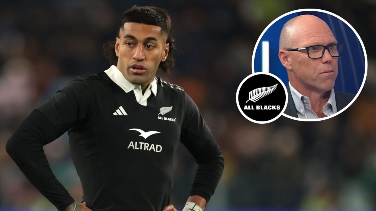 Blues back Rieko Ioane and former All Blacks wing Jeff Wilson (inset).