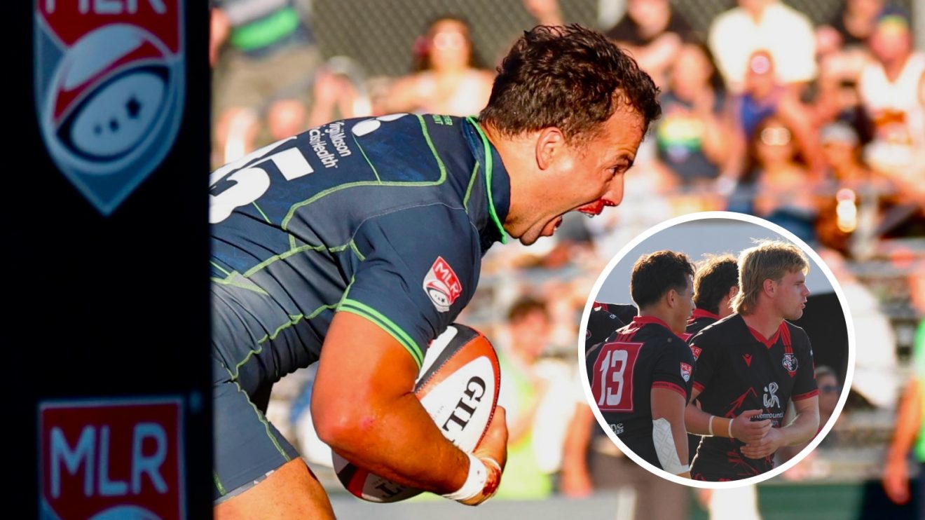 Credit: Mel Levin - Duncan Matthews dots down for the Seattle Seawolves