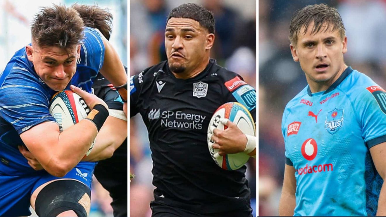 Dan Sheehan (Leinster, left), Sione Tuipulotu (Glasgow Warriors, middle) and Sebastian de Klerk (Bulls, right) in action in the URC.