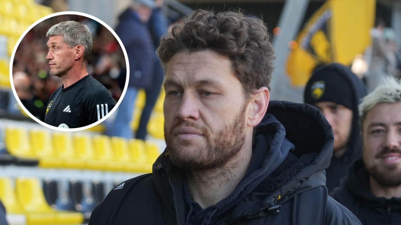 Ex-All Black Tawera Kerr-Barlow and an inset of La Rochelle boss Ronan O'Gara.