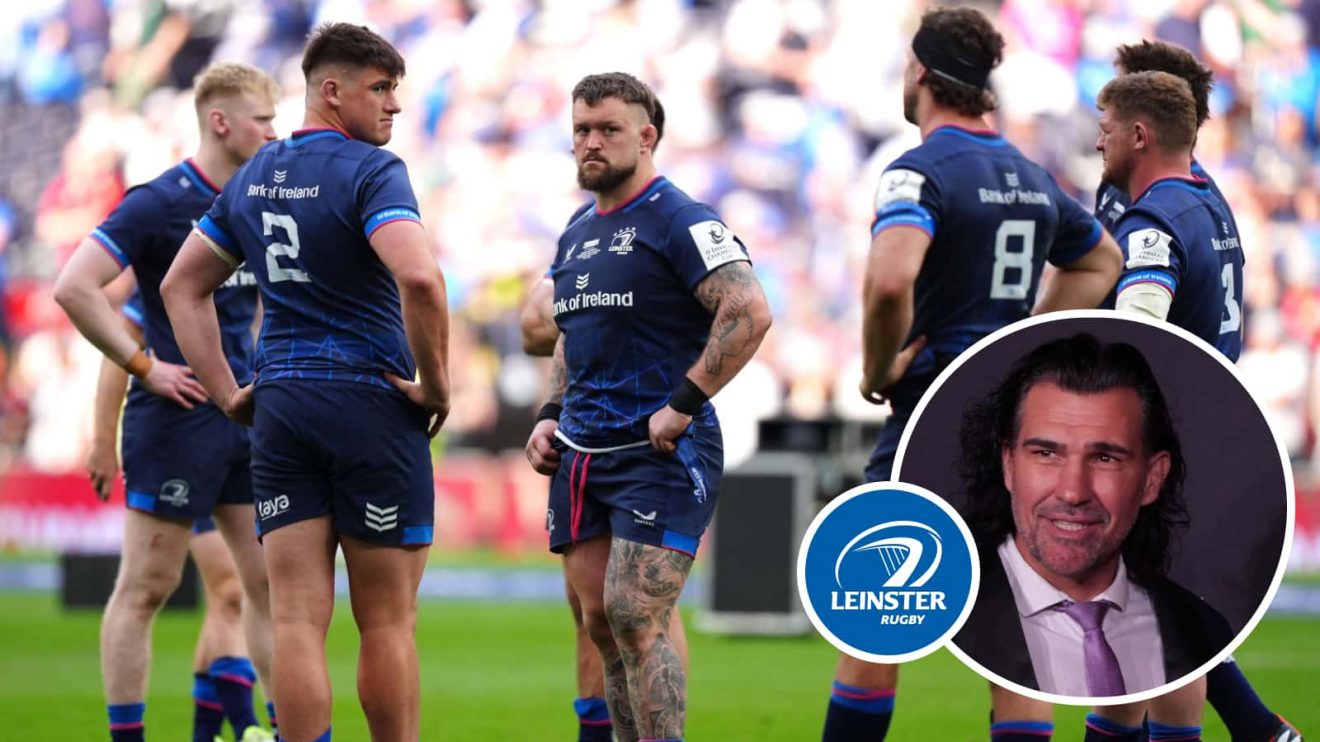 Leinster dejected after Champions Cup defeat and Springboks legend Victor Matfield (inset).