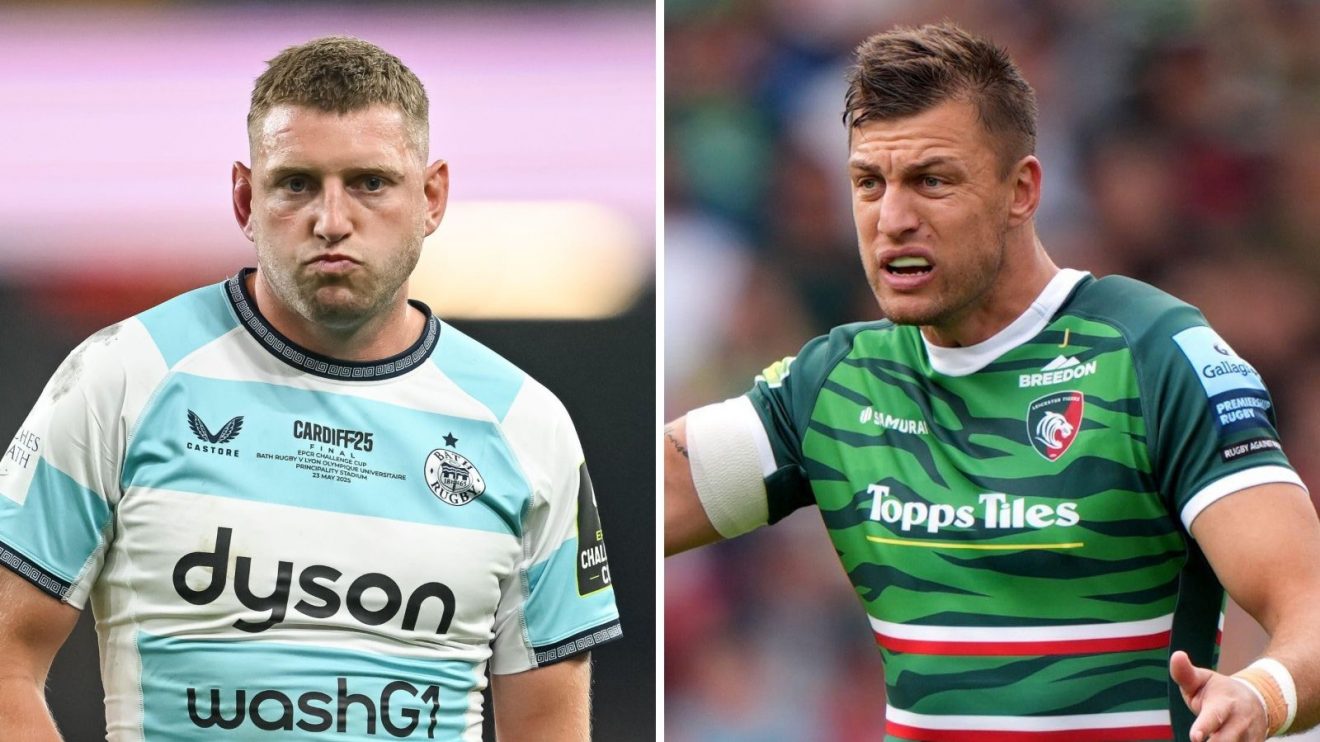 A two panel image of Finn Russell and Handre Pollard