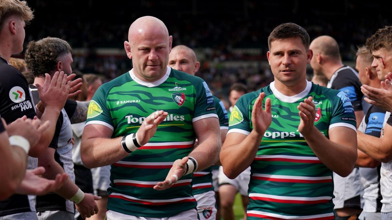 Dan Cole and Ben Youngs walking off after their game against Newcastle Falcons