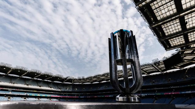 The URC trophy at Croke Park (Inpho)