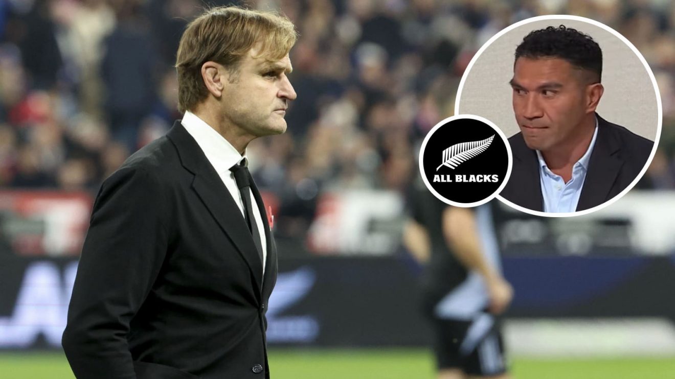 All Blacks head coach Scott Robertson and Test centurion Mils Muliaina (inset).