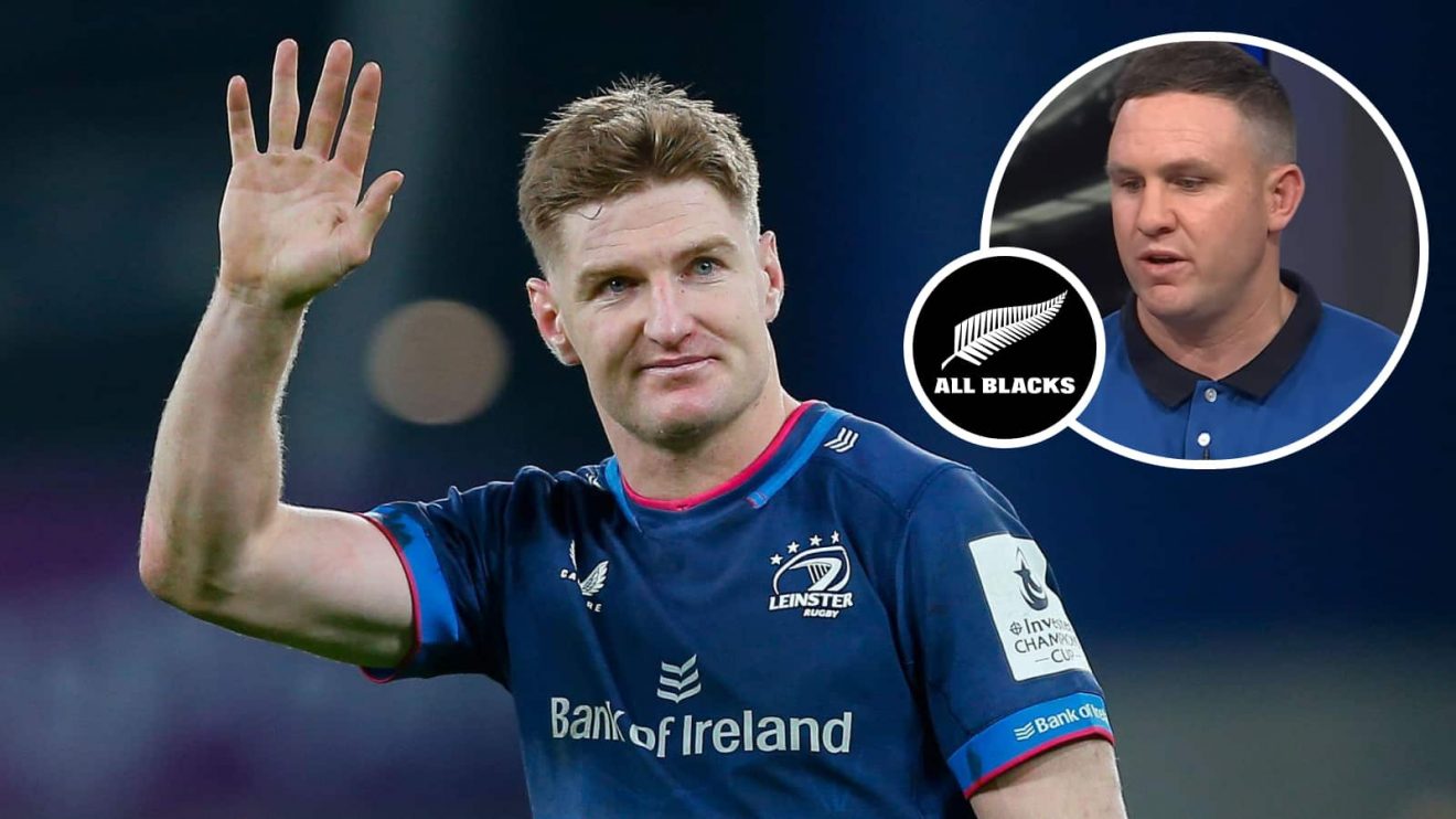 Leinster and All Blacks star Jordie Barrett and an inset of James Parsons