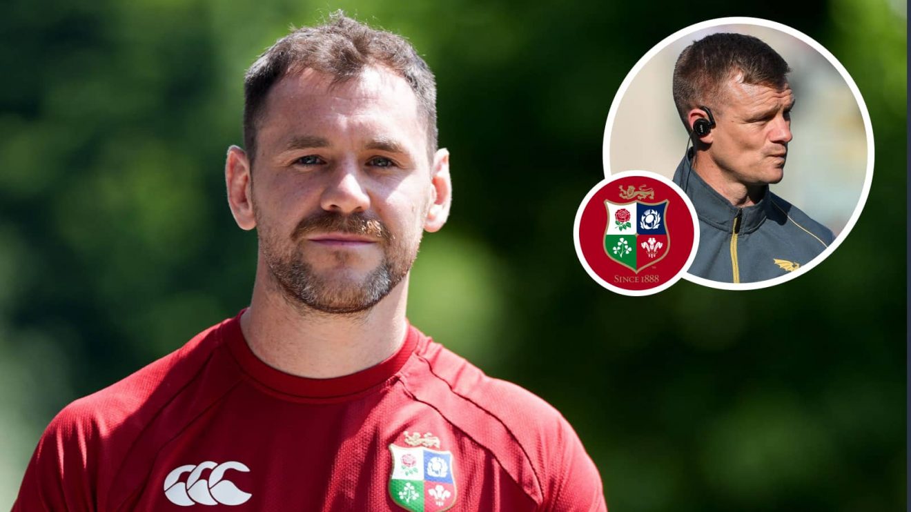 British and Irish Lions scrum-half Tomos Williams and an inset of Scarlets head coach Dwayne Peel.