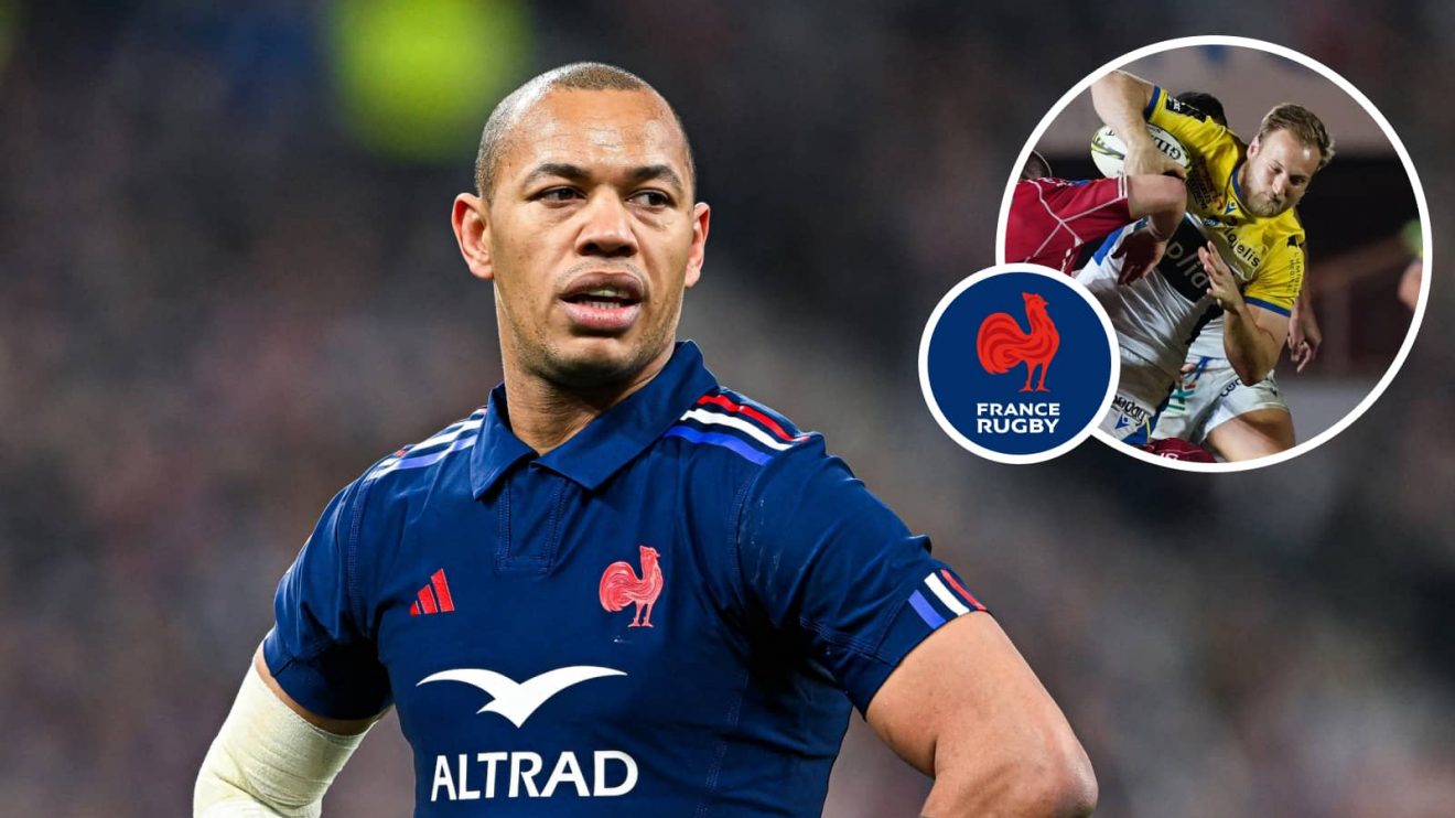 France centre Gael Fickou and an inset of Jacobus van Tonder.