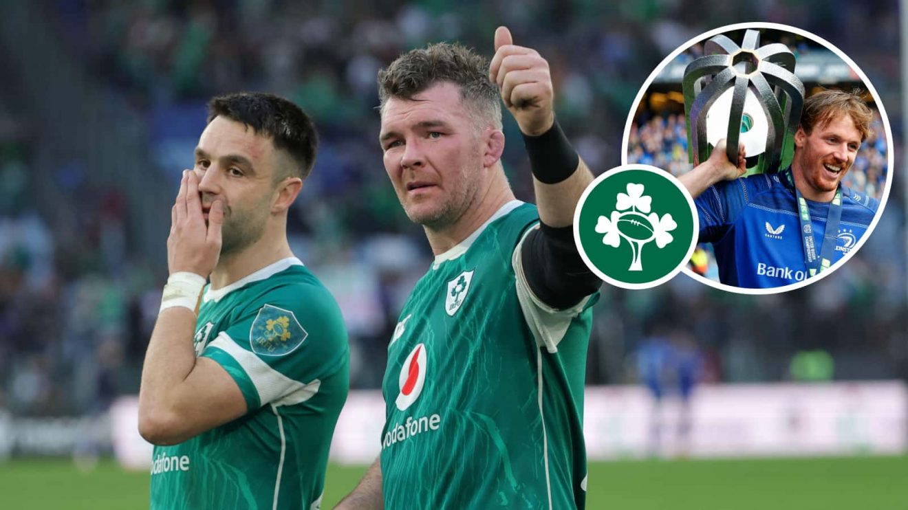 Peter O'Mahony and Conor Murray with an inset of Ryan Baird.