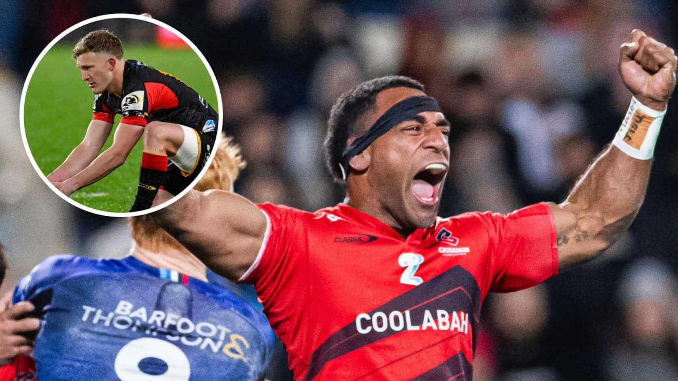 Crusaders winger Sevu Reece and an inset of Sevu Reece