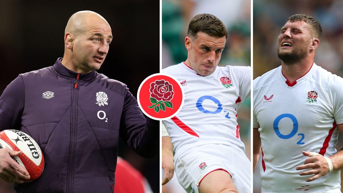 A three panel image of Steve Borthwick, George Ford and Tom Willis