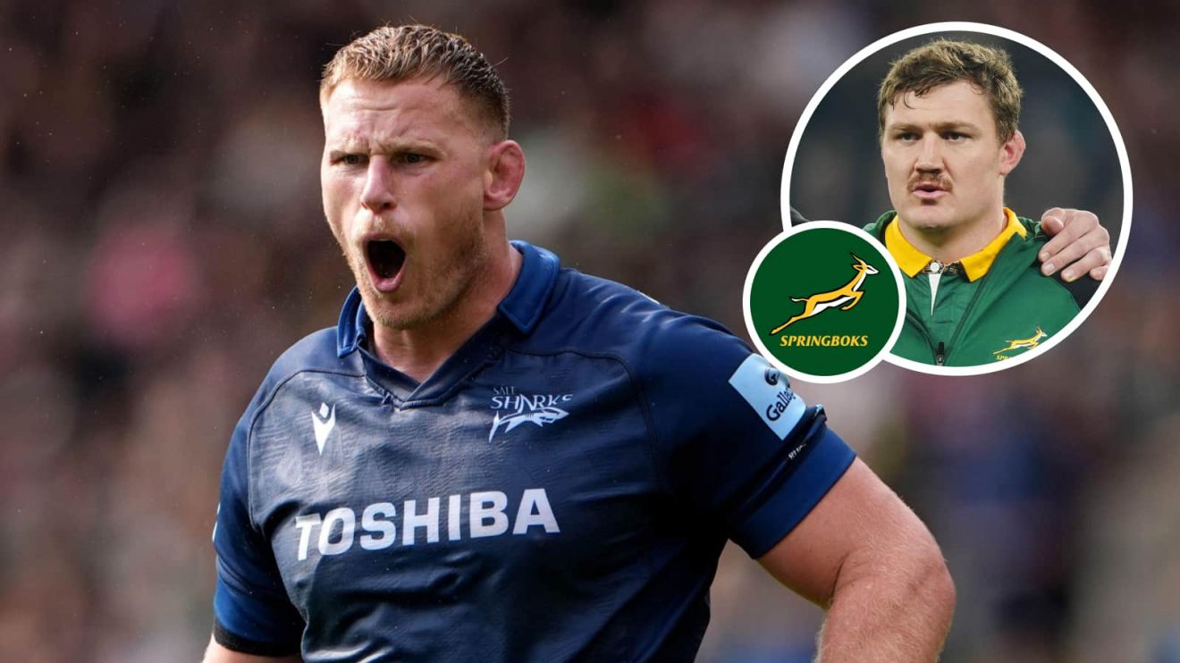 Jean-Luc du Preez and an inset of Springboks number eight Jasper Wiese.