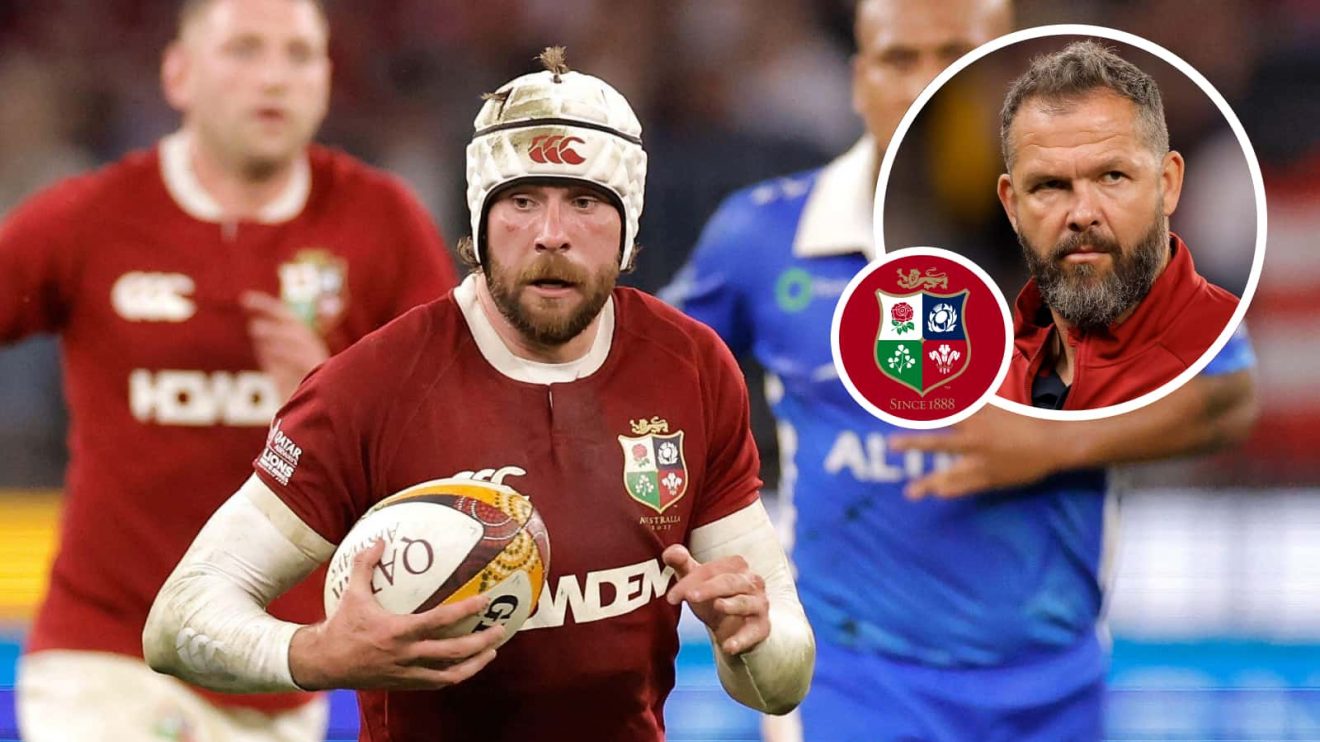 British and Irish Lions winger Mack Hansen and head coach Andy Farrell.