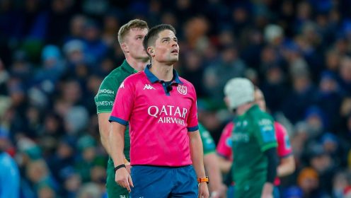 IRFU blasted for lack of ‘genuine support’ by ex-referee who dumps retirement memento in bin seven months after Mack Hansen outburst