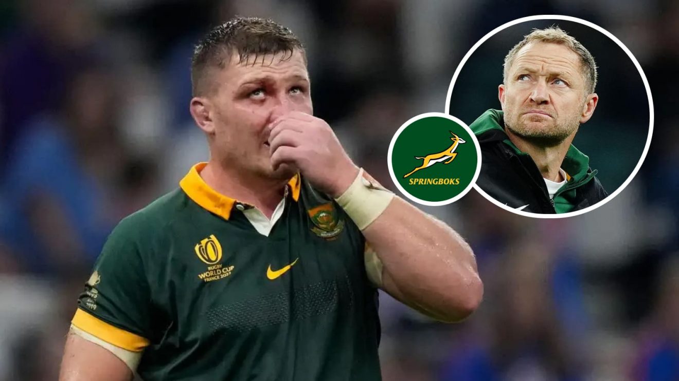 Springboks forward Jasper Wiese and an inset of attack coach Tony Brown.