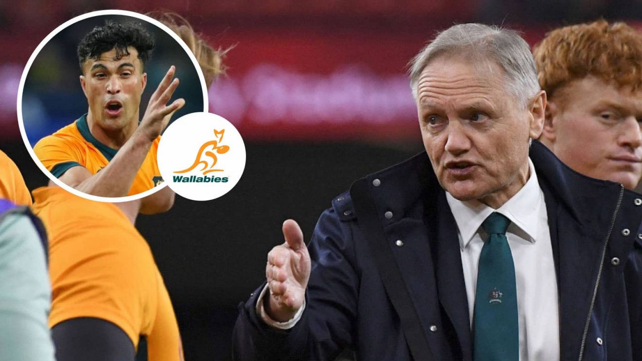 Wallabies head coach Joe Schmidt and star back Joseph Suaalii (inset).